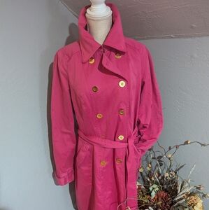 International Concepts Pink Trench Coat with Gold Buttons Size XL